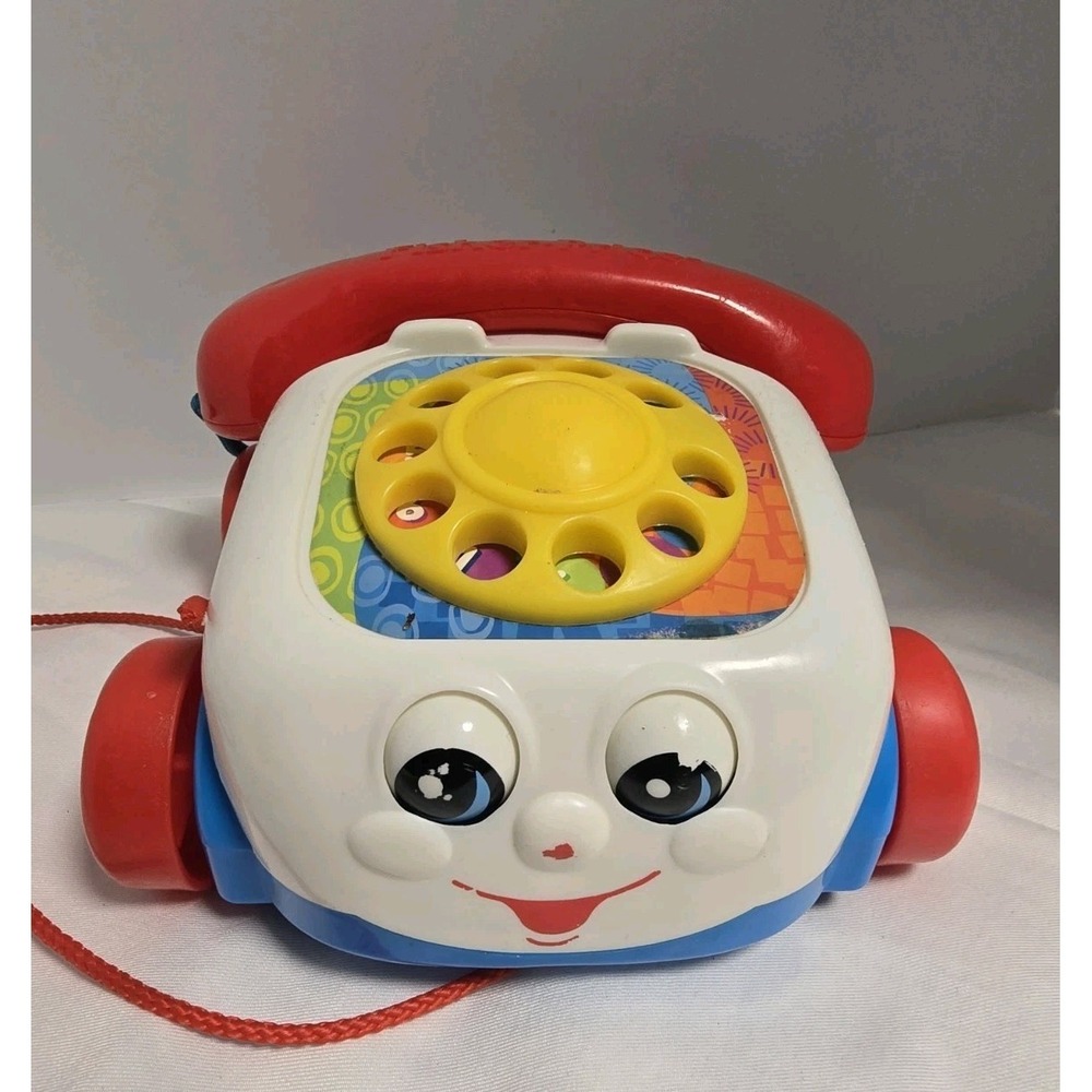 Vtg MATTEL FISHER PRICE Plastic DIAL TELEPHONE Noise PULL TOY B SOUND